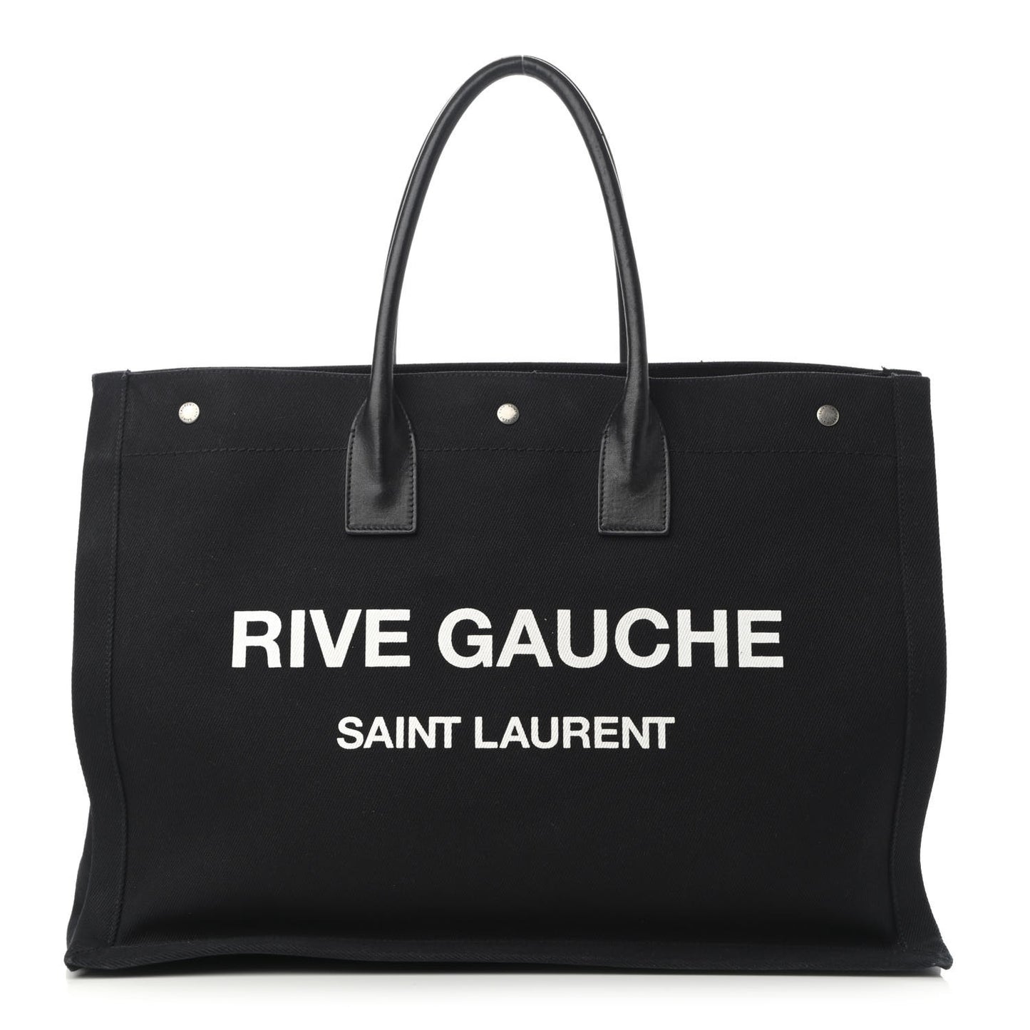 Linen Calfskin Rive Gauche Tote Black