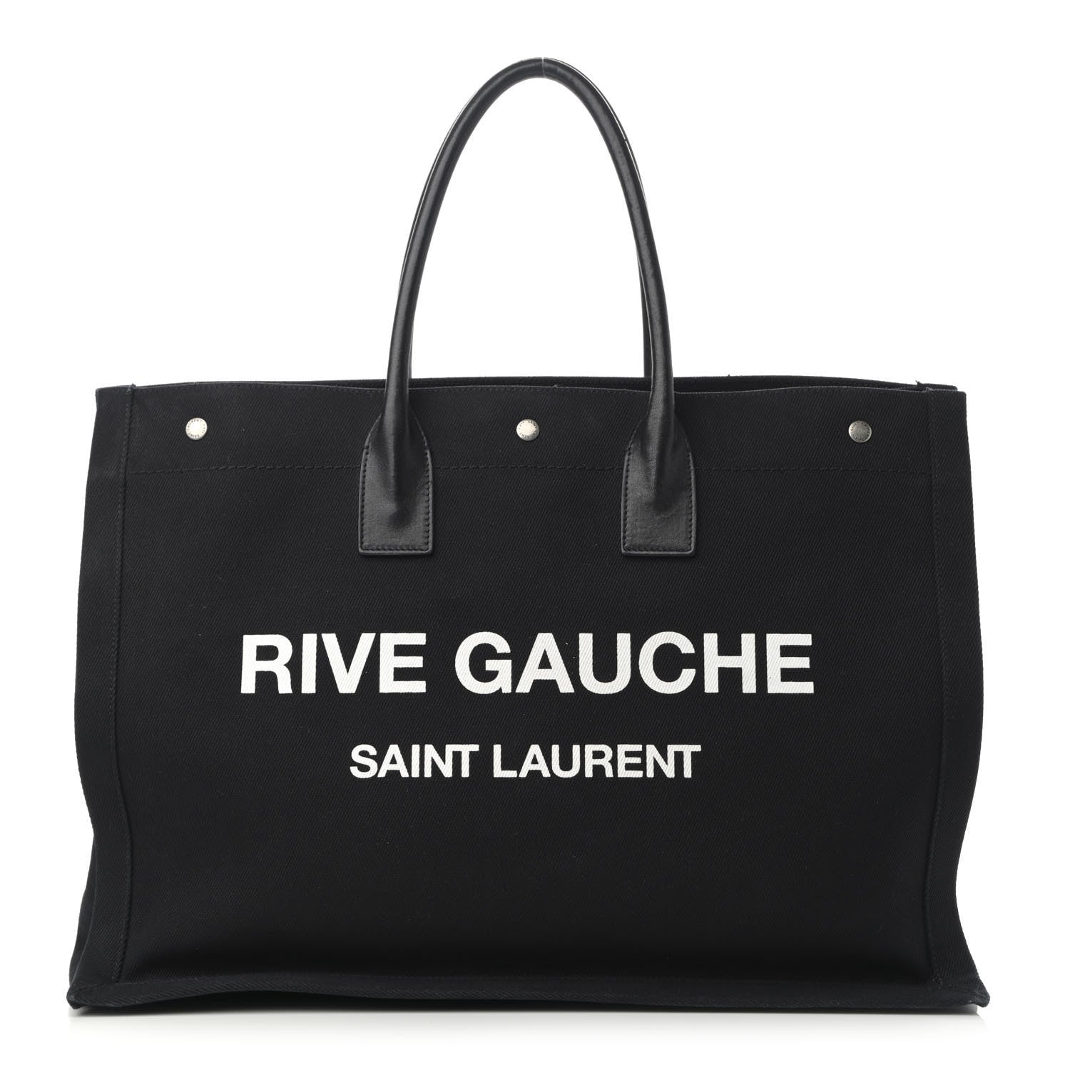 Saint Laurent Linen Calfskin Rive Gauche Tote Black 1 of 17