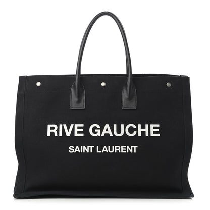 Saint Laurent Linen Calfskin Rive Gauche Tote Black 1 of 17