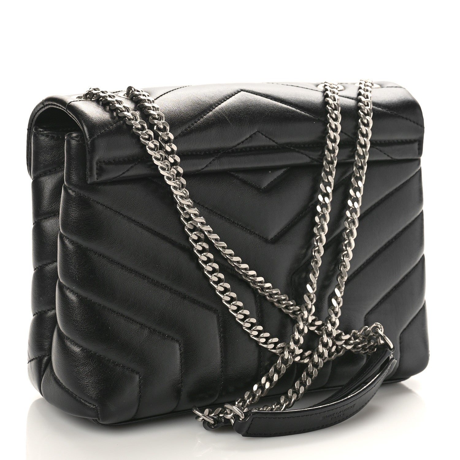Saint Laurent Calfskin Y Quilted Monogram Small Loulou Chain Satchel Black 3 of 8