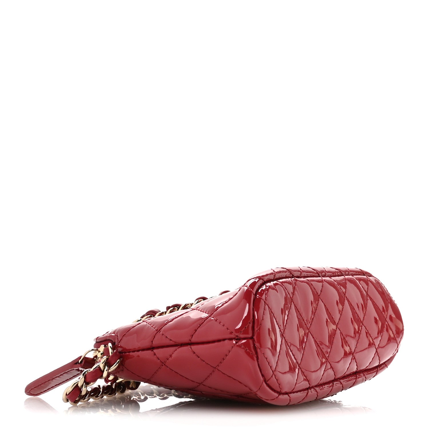 Chanel Patent Calfskin Quilted Shiny Coco Clutch With Chain Red 4 of 12