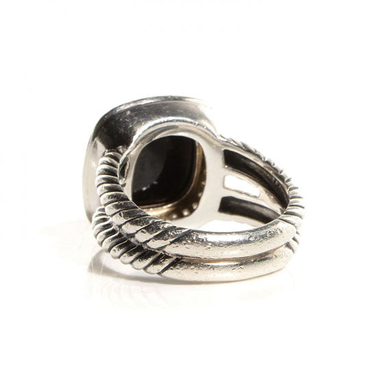 David Yurman Sterling Silver Diamond Black Onyx 11mm Albion Ring 53 6.5 3 of 4