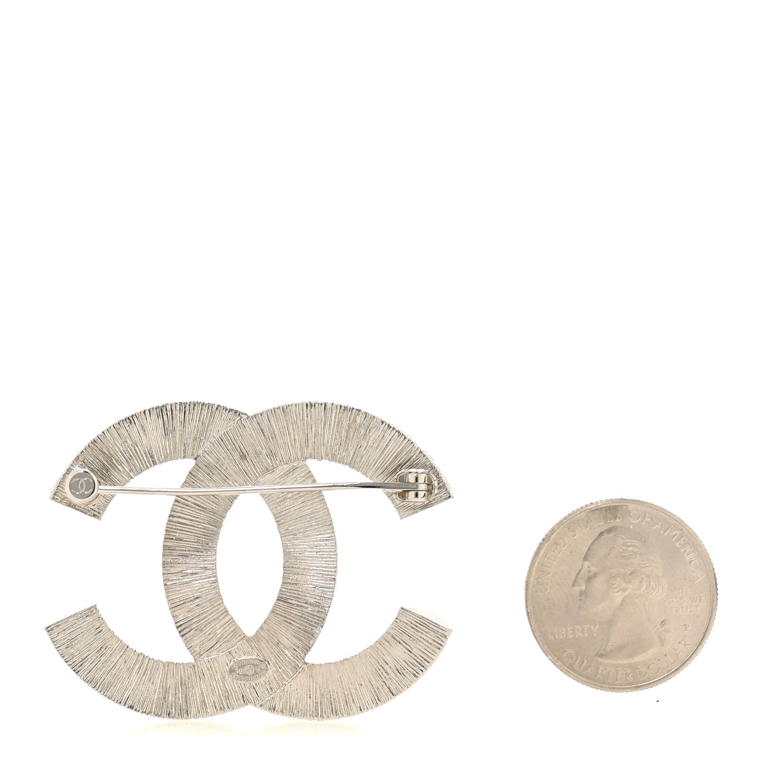 Chanel Baguette Crystal CC Brooch Silver 2 of 4