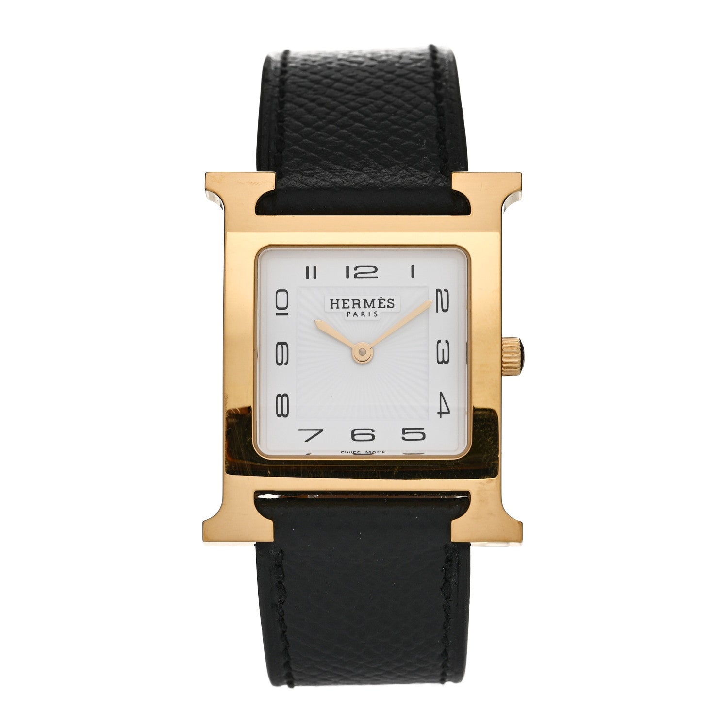 Hermes Stainless Steel Epsom 26mm Heure H Hour Quartz Watch Noir 1 of 5