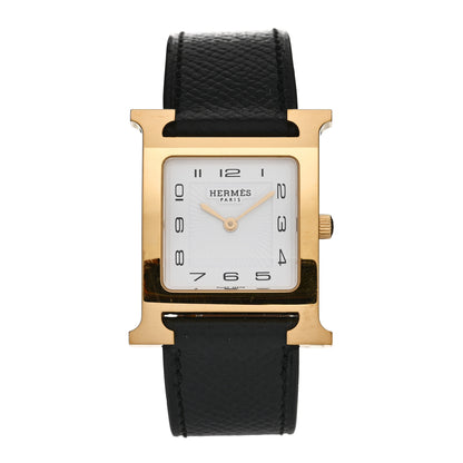Hermes Stainless Steel Epsom 26mm Heure H Hour Quartz Watch Noir 1 of 5