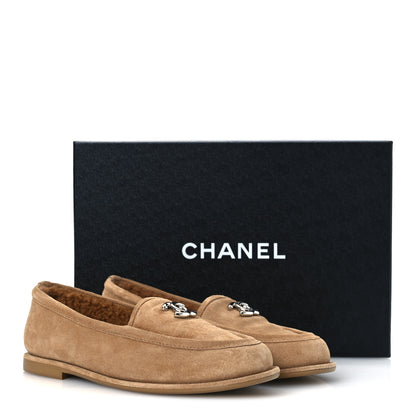 Chanel Suede Calfskin CC Loafers 37 Dark Beige 12 of 12