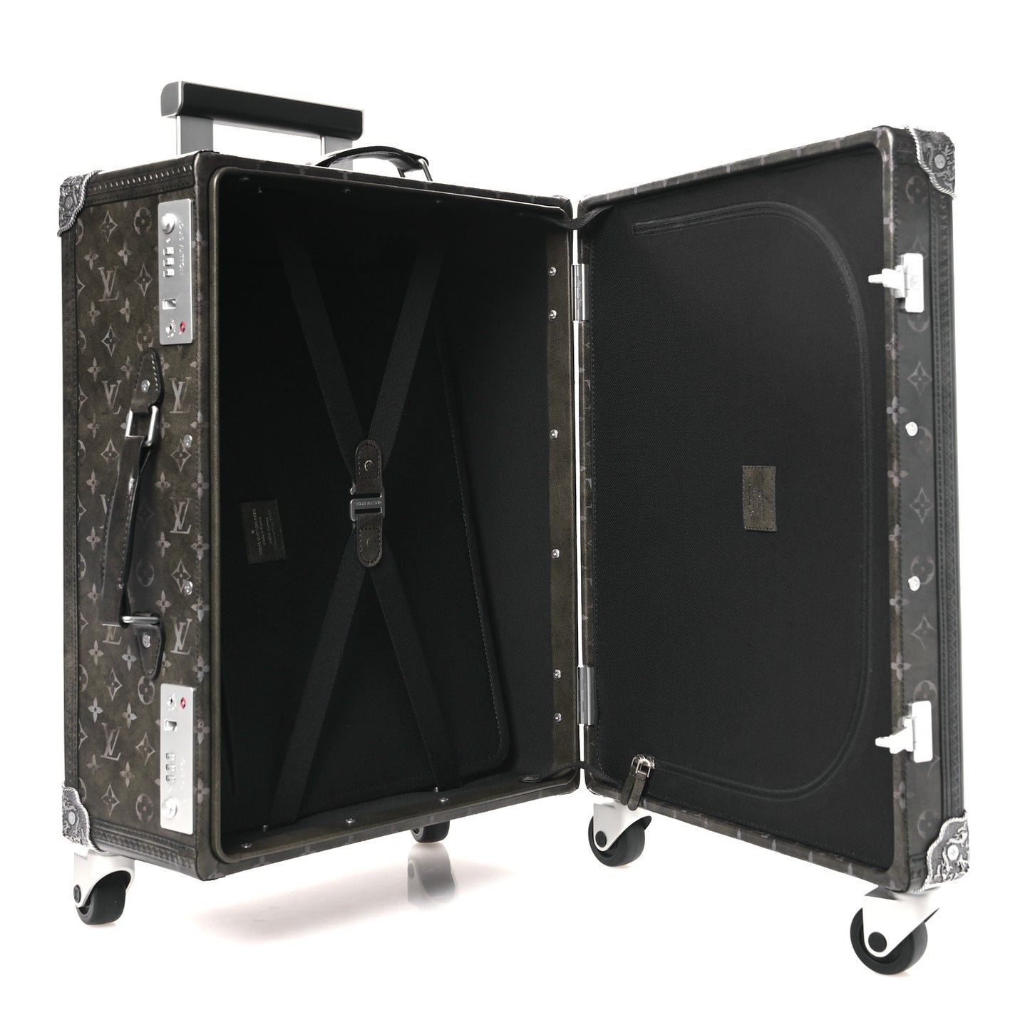 Brushed Monogram Rolling Trunk Black