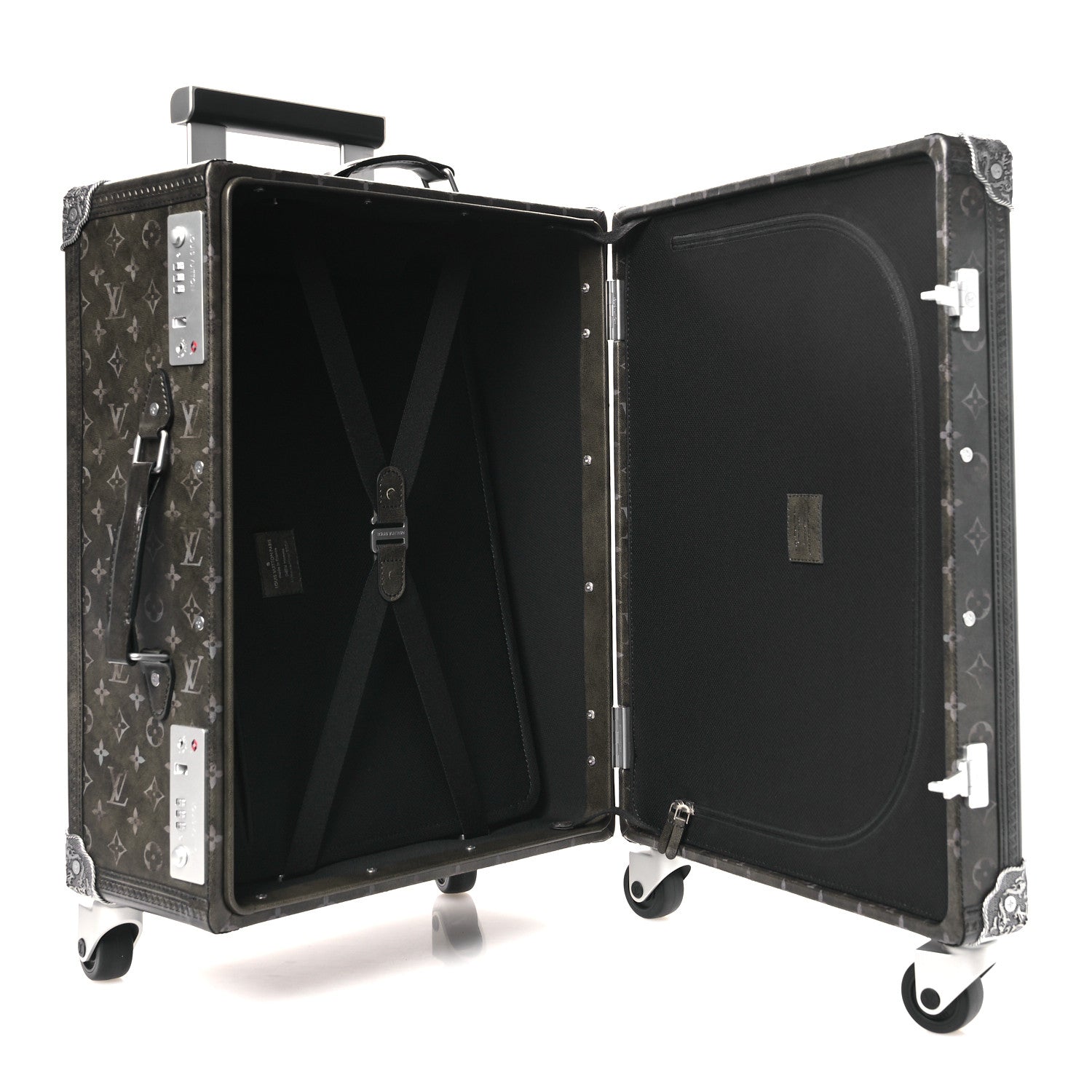 Louis Vuitton Brushed Monogram Rolling Trunk Black 4 of 10