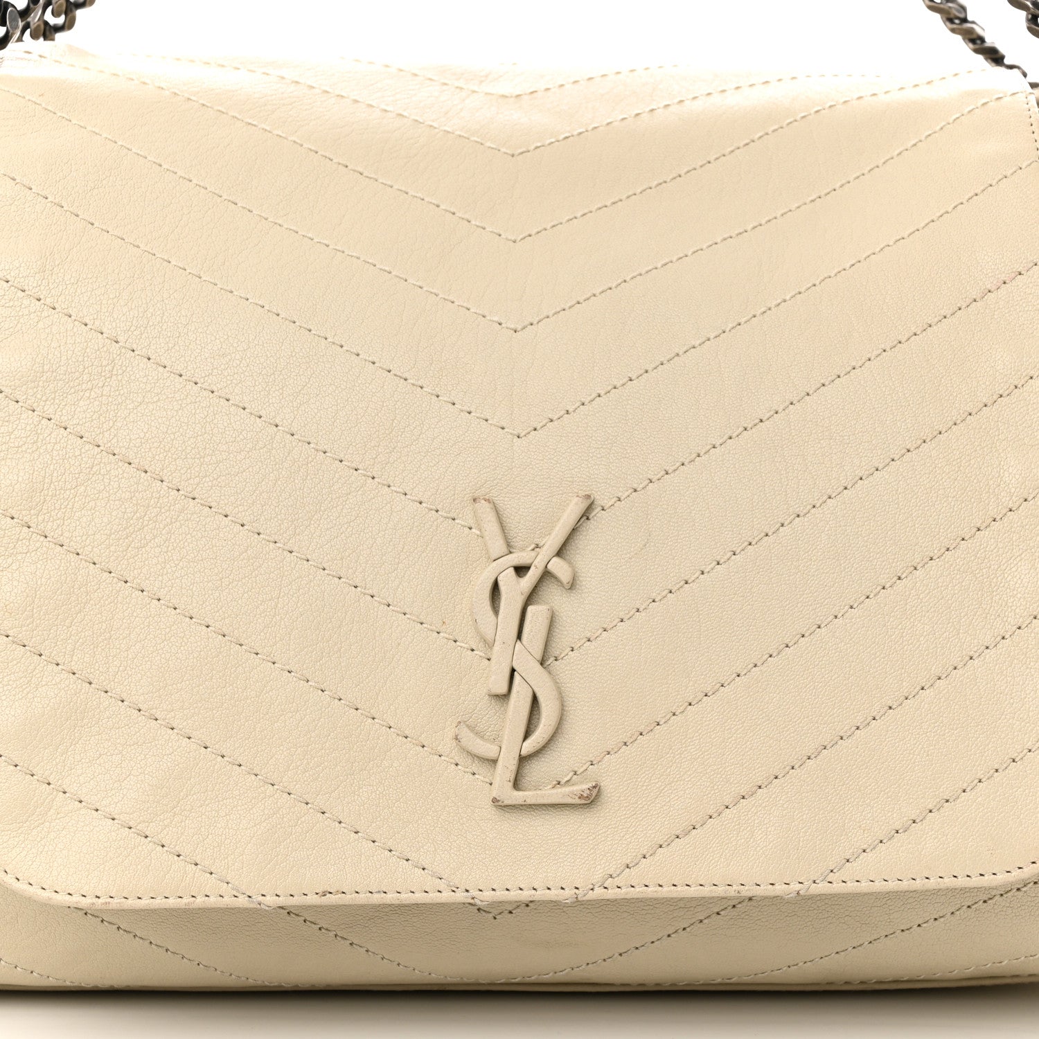 Saint Laurent Vintage Lambskin Chevron Monogram Large Nolita Crema Soft 8 of 14