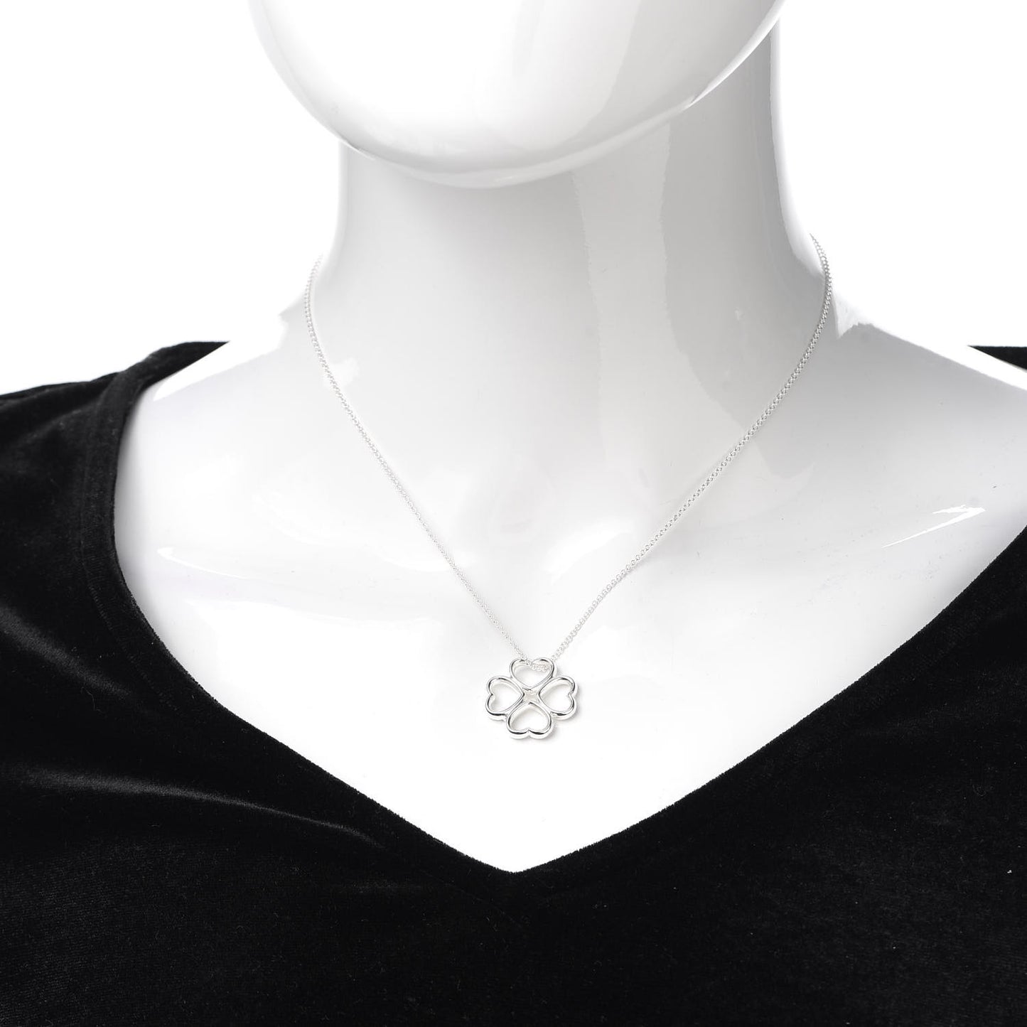 Sterling Silver Four Hearts Clover Pendant Necklace