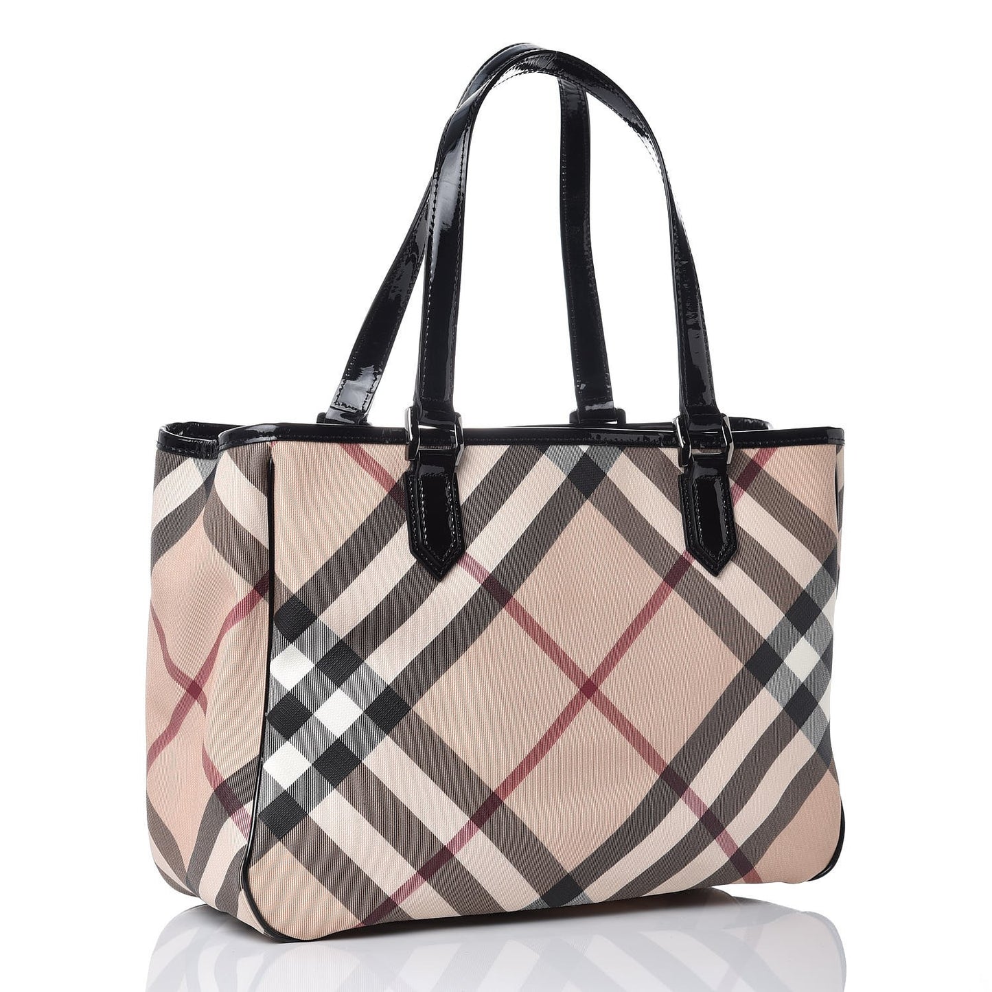 Patent Trim Nova Check Tote Black