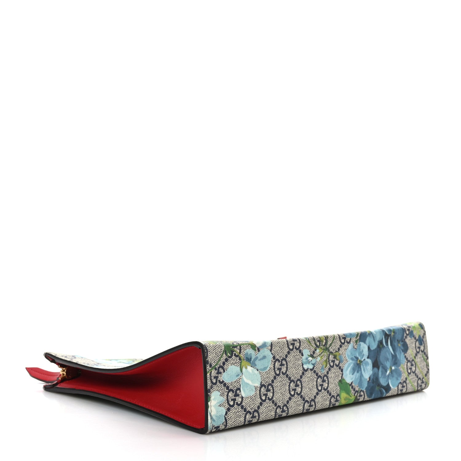 Gucci GG Supreme Monogram Blooms Large Cosmetic Case Beige Blue Navy Hibiscus Red 4 of 9