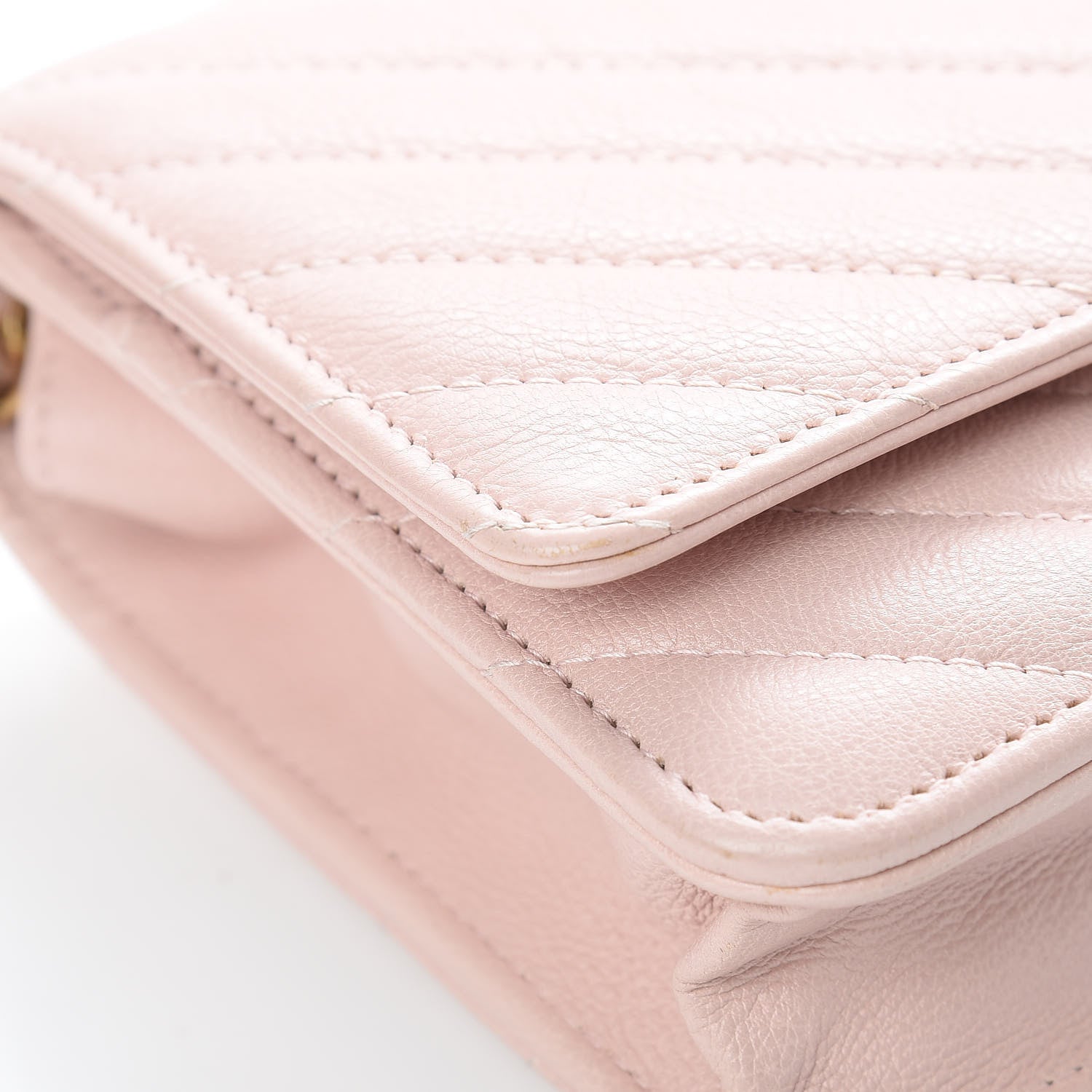 Chanel Calfskin Chevron Quilted Wallet On Chain WOC Pink 16 of 16