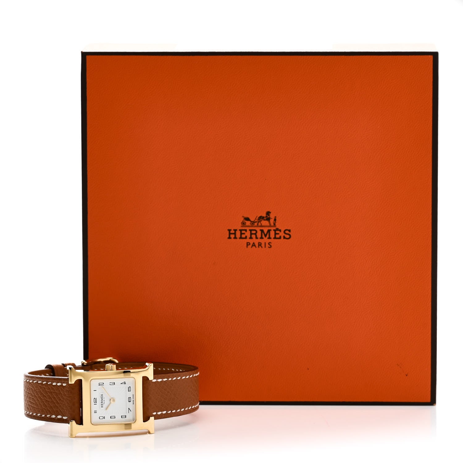 Hermes Stainless Steel Epsom 21mm Heure H Hour Quartz Watch Gold 5 of 5