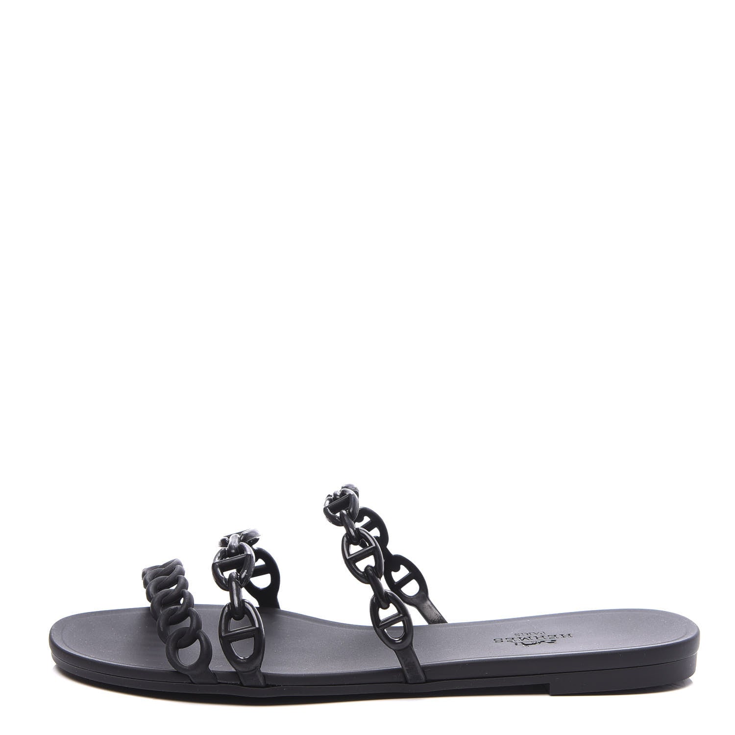 Hermes Rubber Chaine d'Ancre Rivage Sandals 37 Black 1 of 10