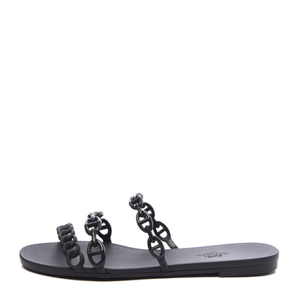 Hermes Rubber Chaine d'Ancre Rivage Sandals 37 Black 1 of 10