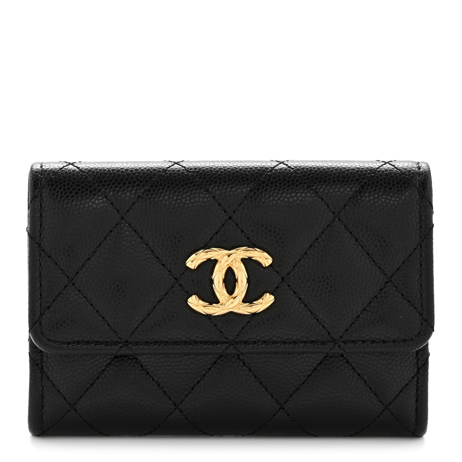 Chanel Caviar Quilted CC Flap Card Holder Black 1 of 9