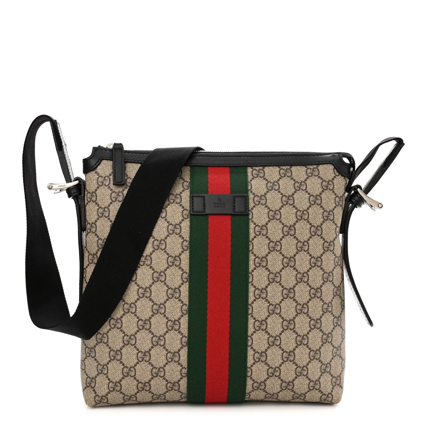 GG Supreme Monogram Web Messenger Bag Black