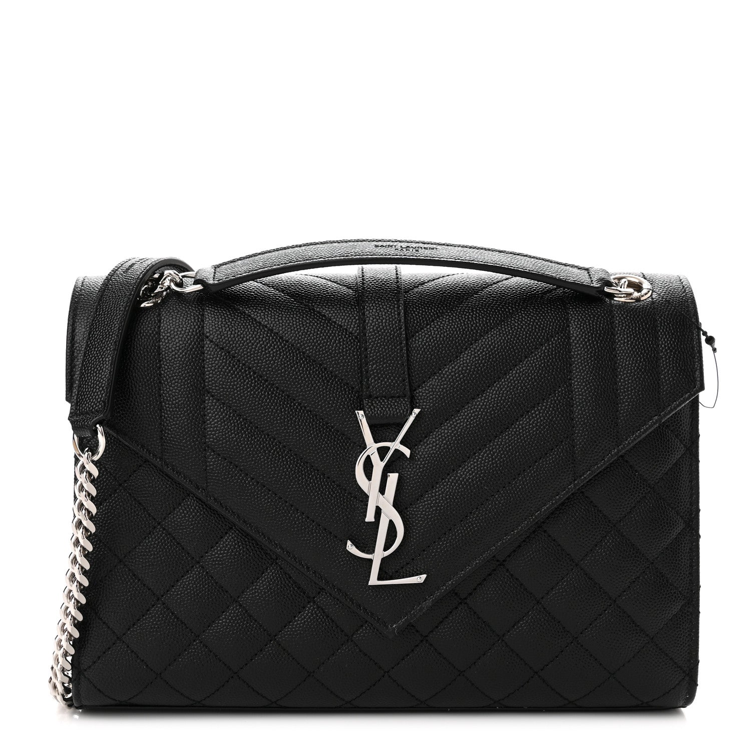 Saint Laurent Grain De Poudre Textured Mixed Matelasse Triquilt Medium Monogram Satchel Black 1 of 9