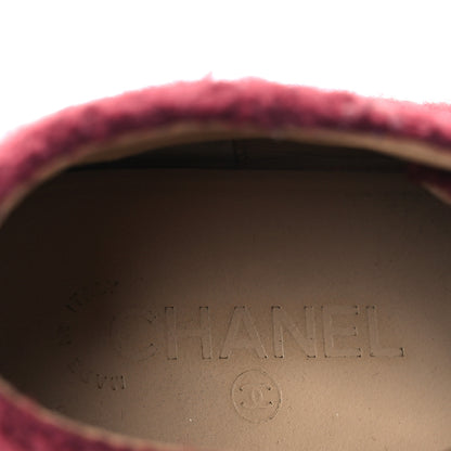 Chanel Tweed Calfskin Patent CC Lace Up Short Boots 39 Burgundy 9 of 16