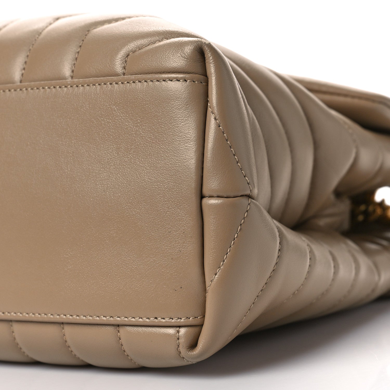 Saint Laurent Calfskin Y Quilted Monogram Medium Loulou Chain Satchel Dark Latte 9 of 10