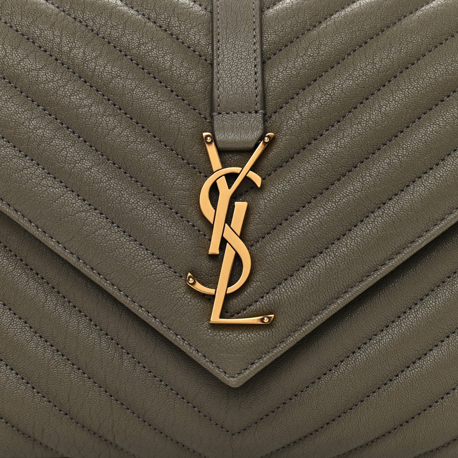 Saint Laurent Sheepskin Matelasse Chevron Monogram Medium College Bag Seaweed 7 of 10