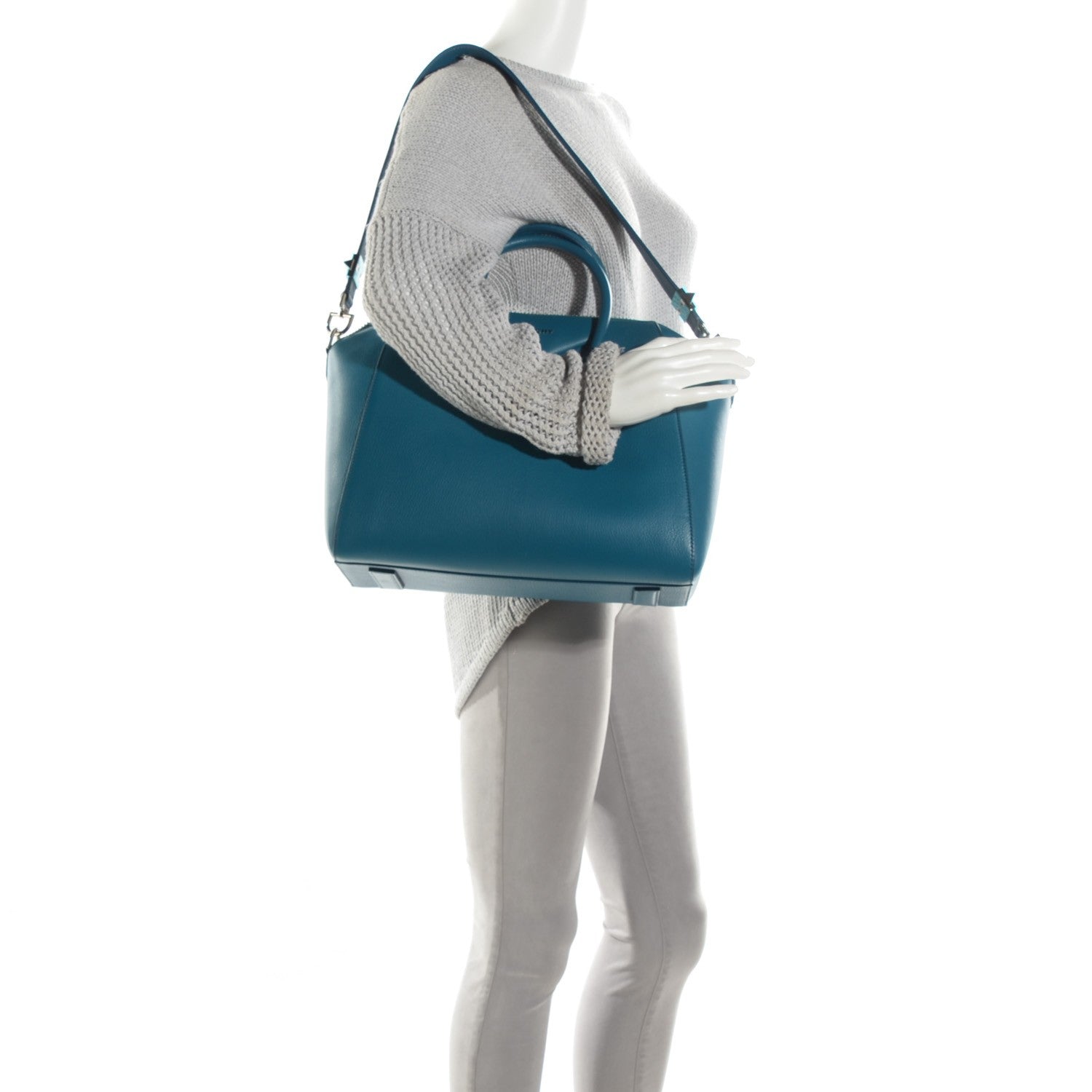 Givenchy Sugar Goatskin Medium Antigona Petrol Blue 2 of 7