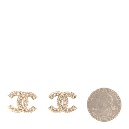 Chanel Crystal Timeless CC Earrings Light Gold 2 of 5