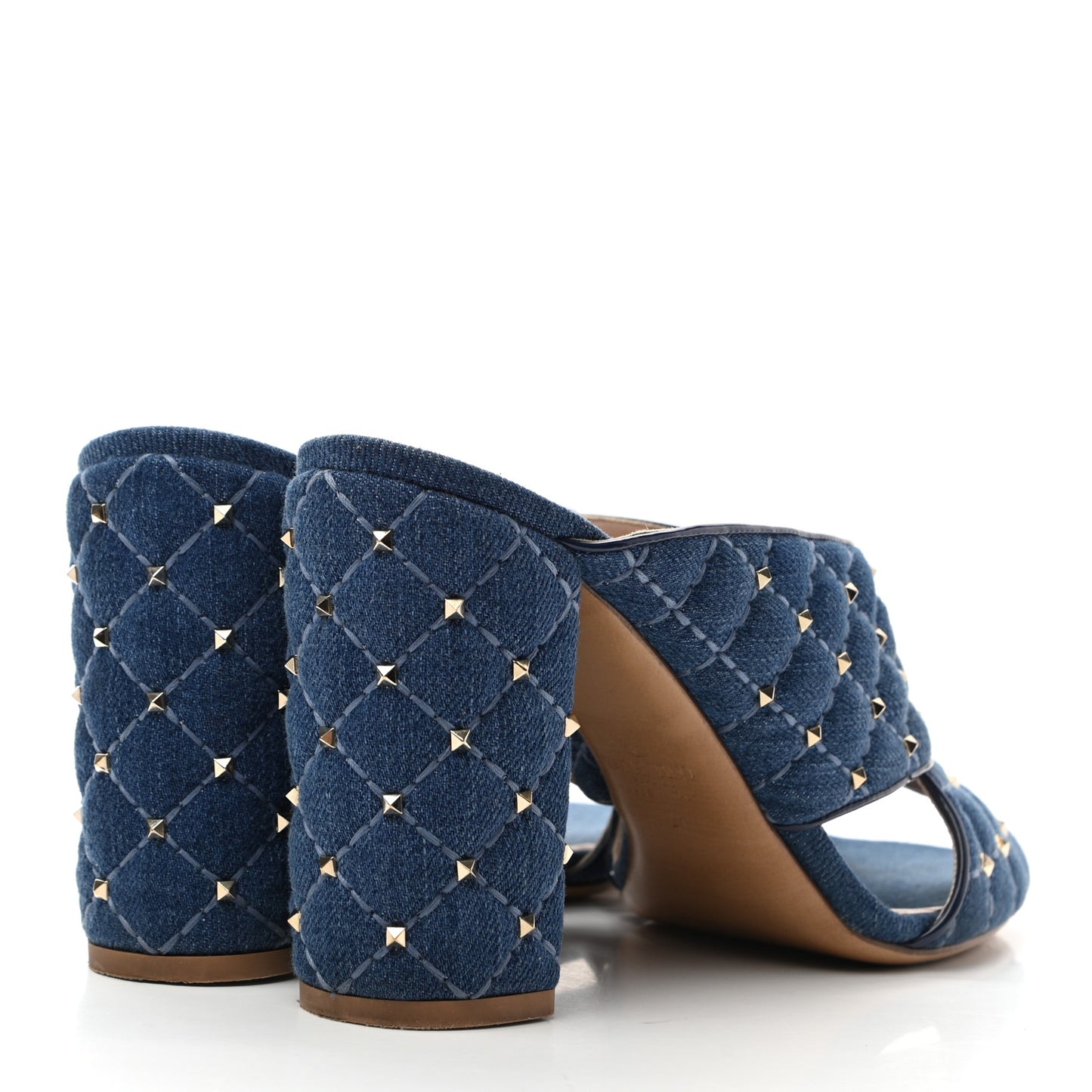 Denim Rockstud Spike Crisscross 90mm Slide Sandals 41 Light Denim