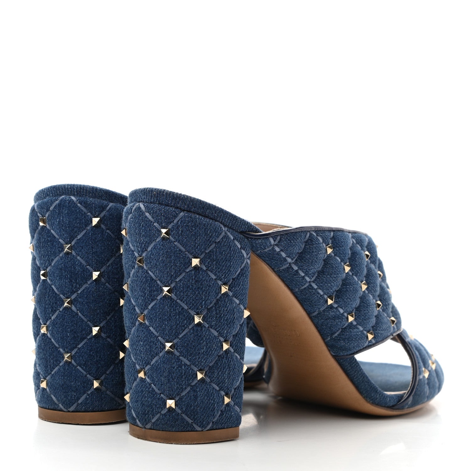 Valentino Garavani Denim Rockstud Spike Crisscross 90mm Slide Sandals 41 Light Denim 4 of 8