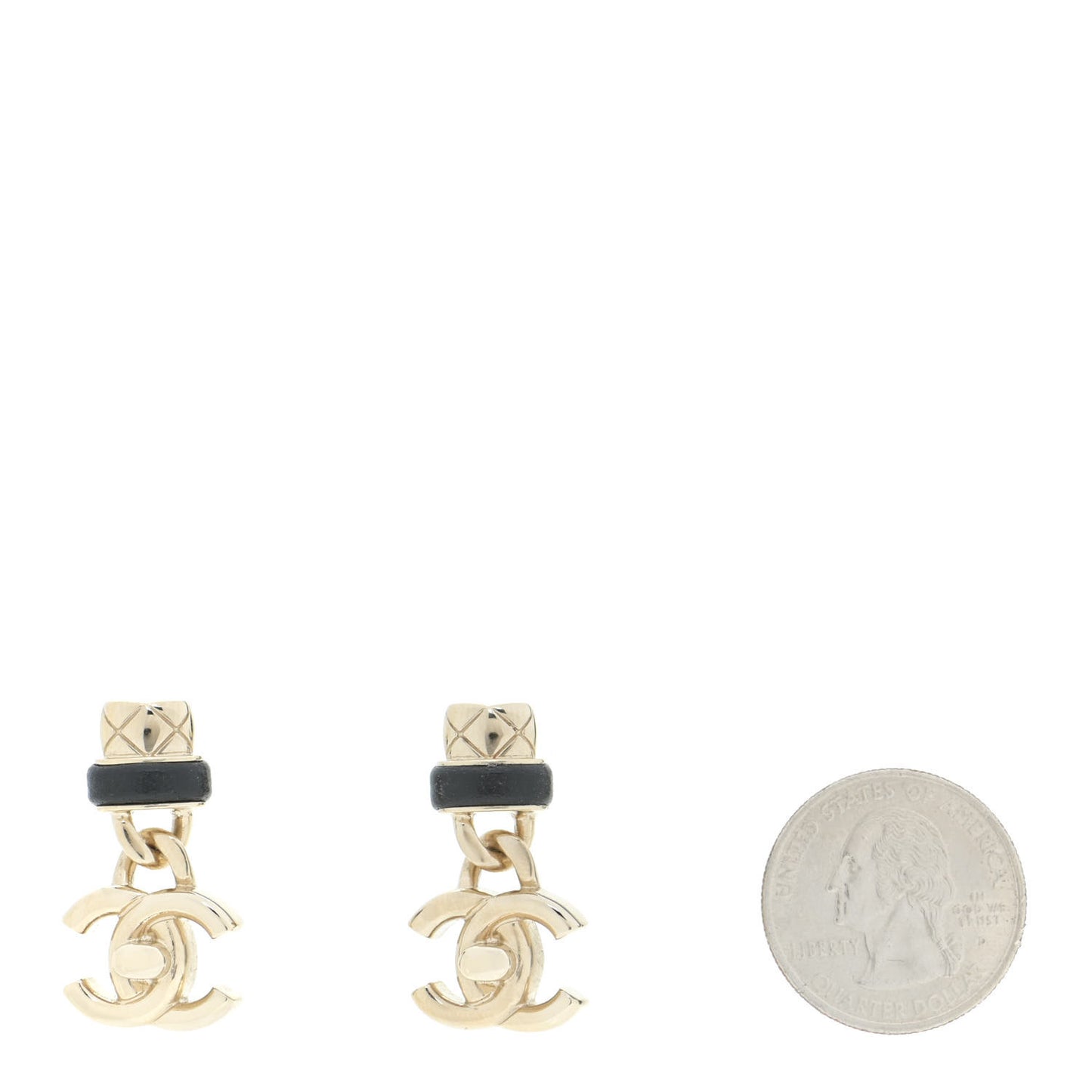 Lambskin CC Turnlock Drop Earrings Gold Black