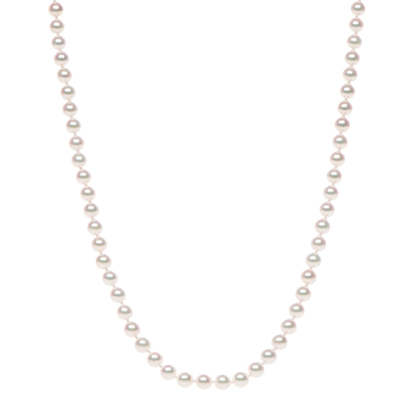 18K White Gold Diamond Pearl 5mm Strand Necklace 16