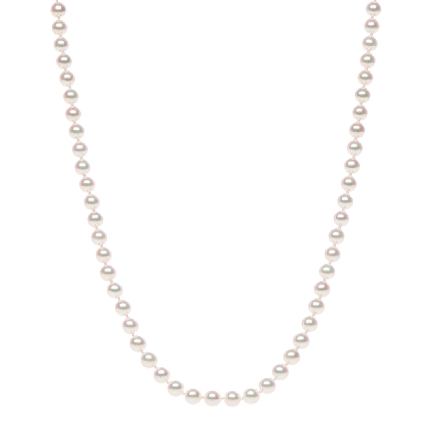Mikimoto 18K White Gold Diamond Pearl 5mm Strand Necklace 16 1 of 6