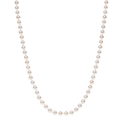 Mikimoto 18K White Gold Diamond Pearl 5mm Strand Necklace 16 1 of 6