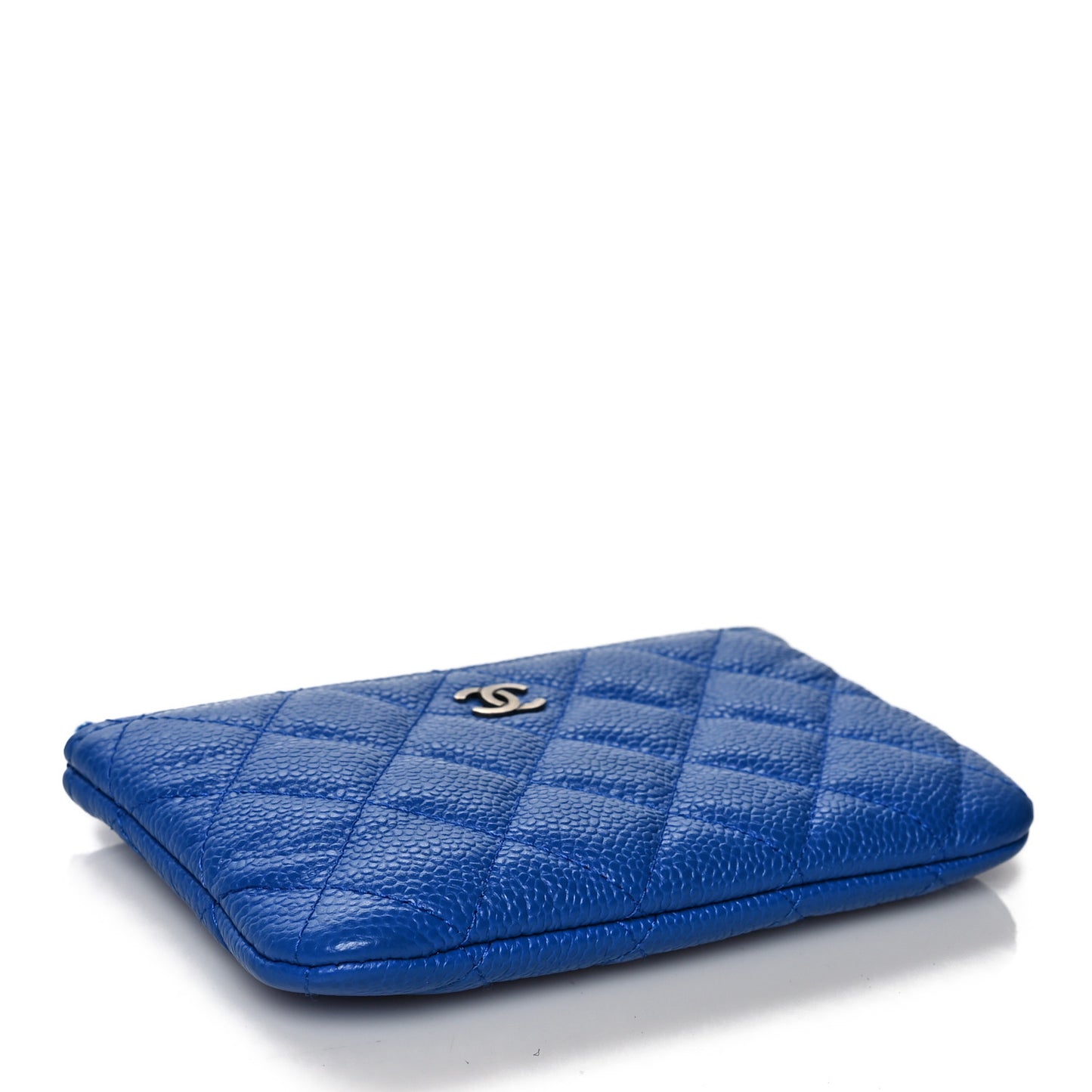 Caviar Quilted Small Cosmetic Case Blue