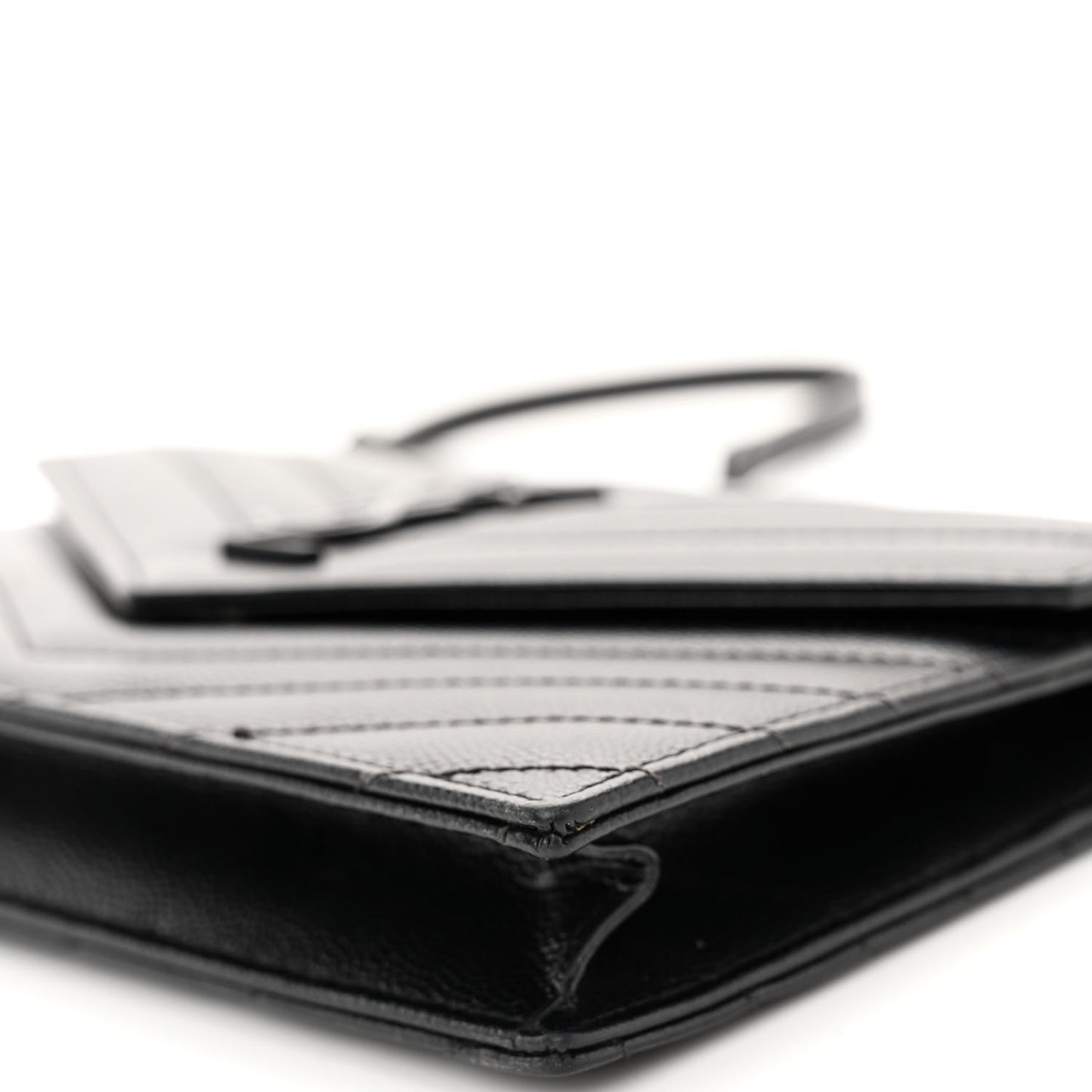 Grain De Poudre Matelasse Chevron Monogram Monochrome Envelope Chain Wallet Black