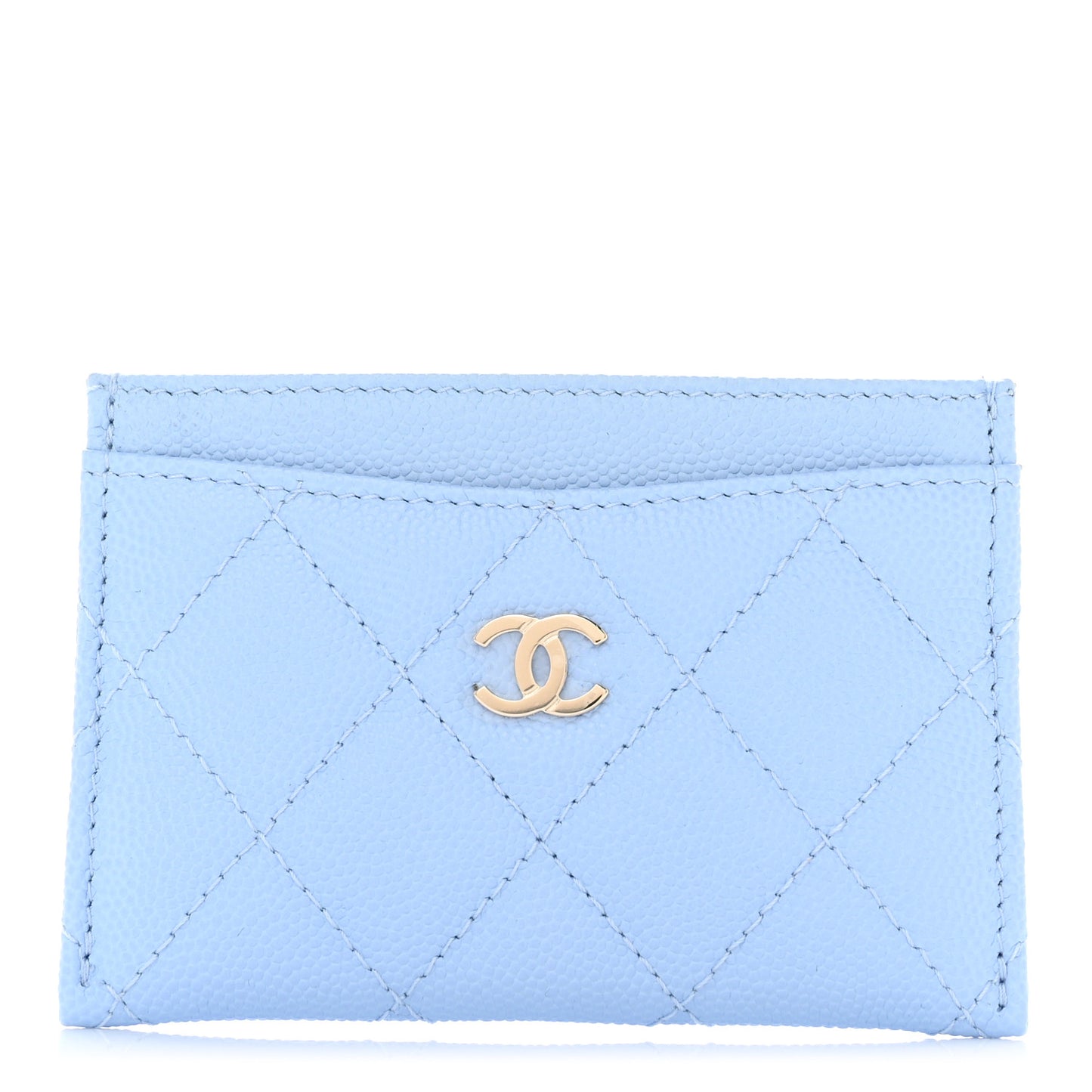 Caviar Quilted Card Holder Light Blue