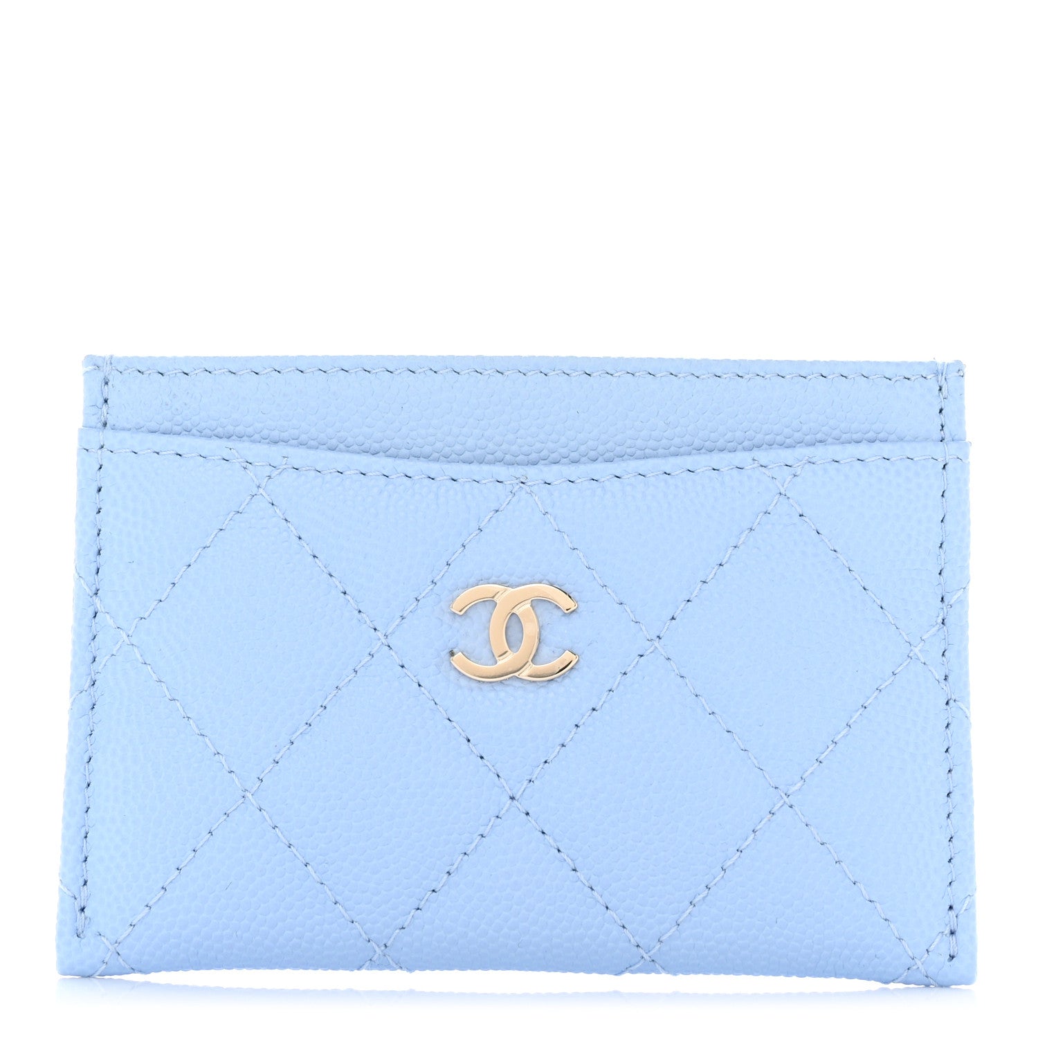 Chanel Caviar Quilted Card Holder Light Blue 1 of 9