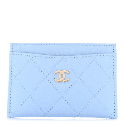 Chanel Caviar Quilted Card Holder Light Blue 1 of 9