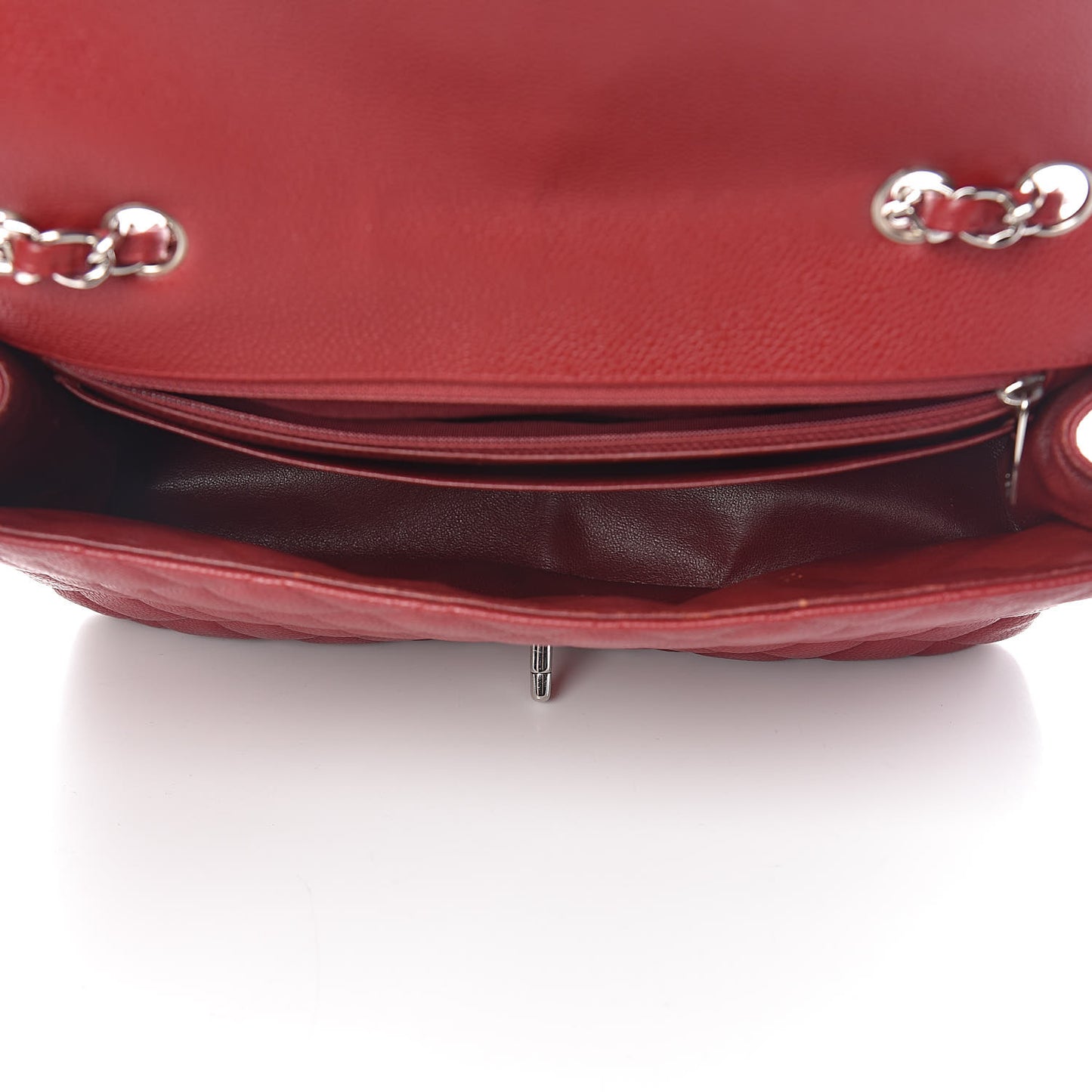Caviar Quilted Jumbo Single Flap Red
