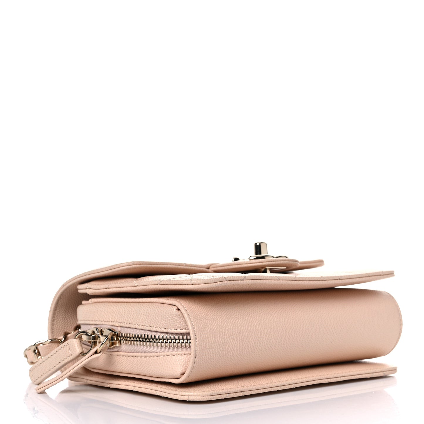 Caviar Quilted Like A Wallet Flap Light Beige