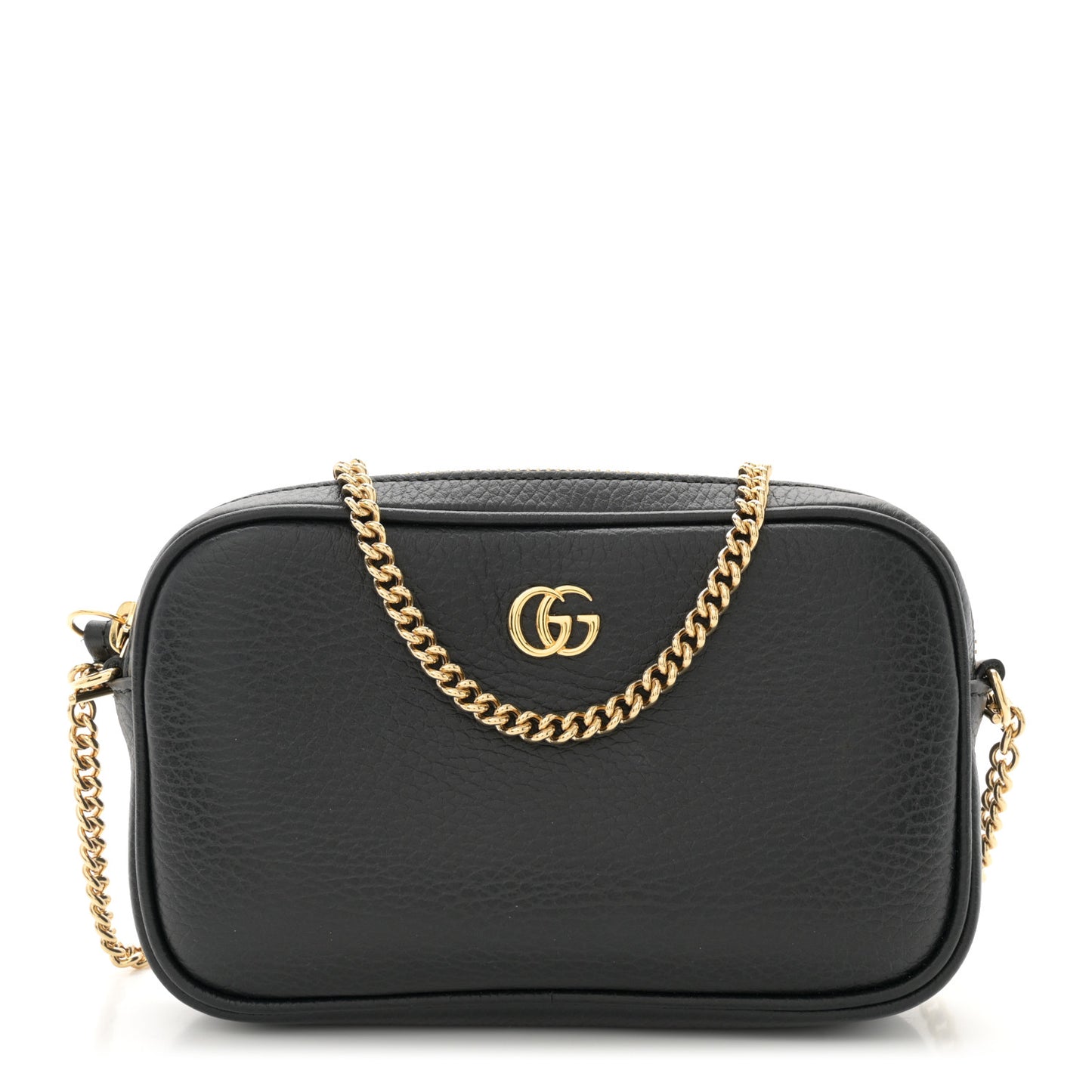 Dollar Calfskin Super Mini GG Marmont Chain Shoulder Bag Black