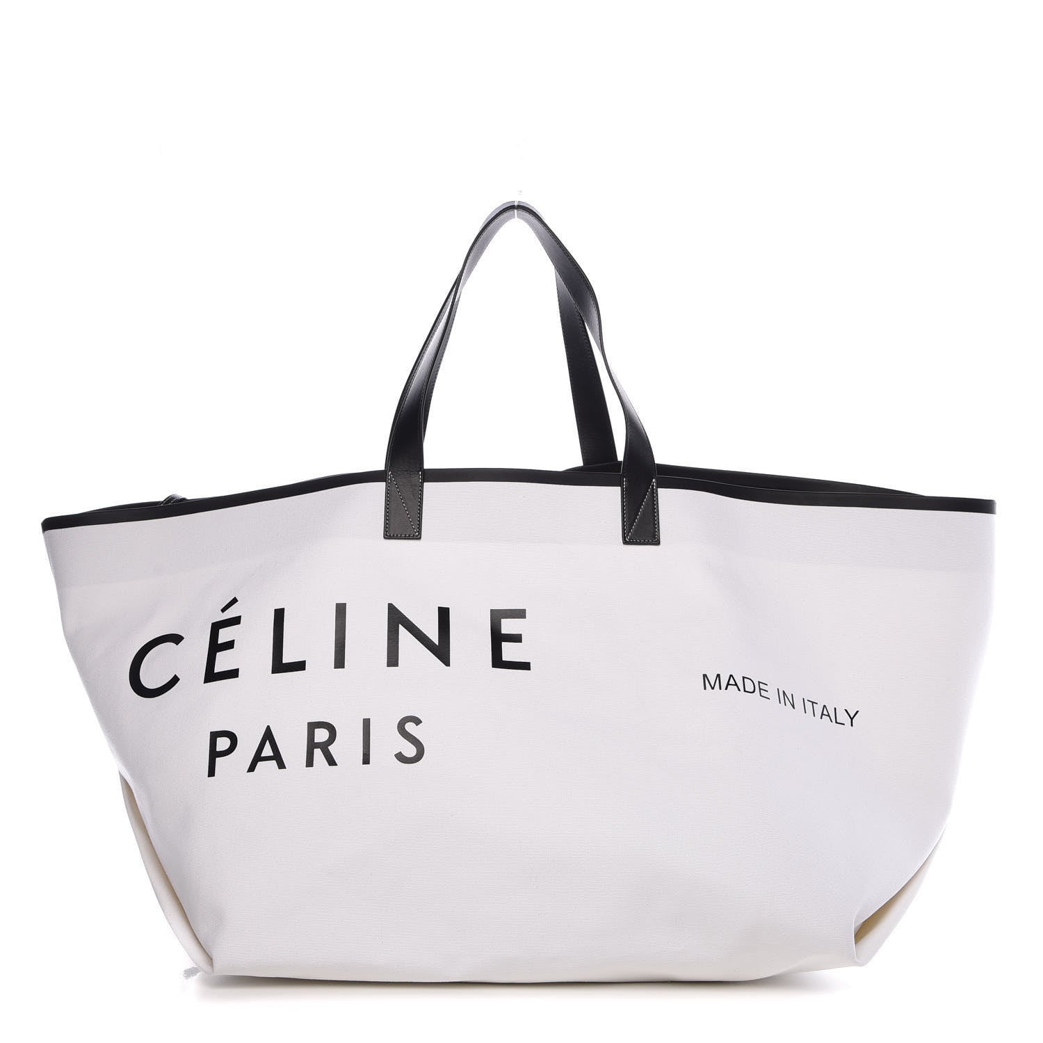 Celine Textile Large Made In Tote White Black 1 of 11