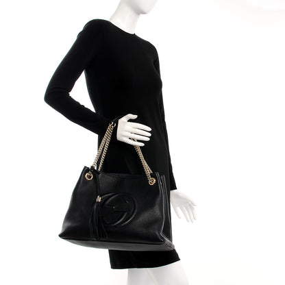 Gucci Pebbled Calfskin Medium Soho Chain Shoulder Bag Black 2 of 8