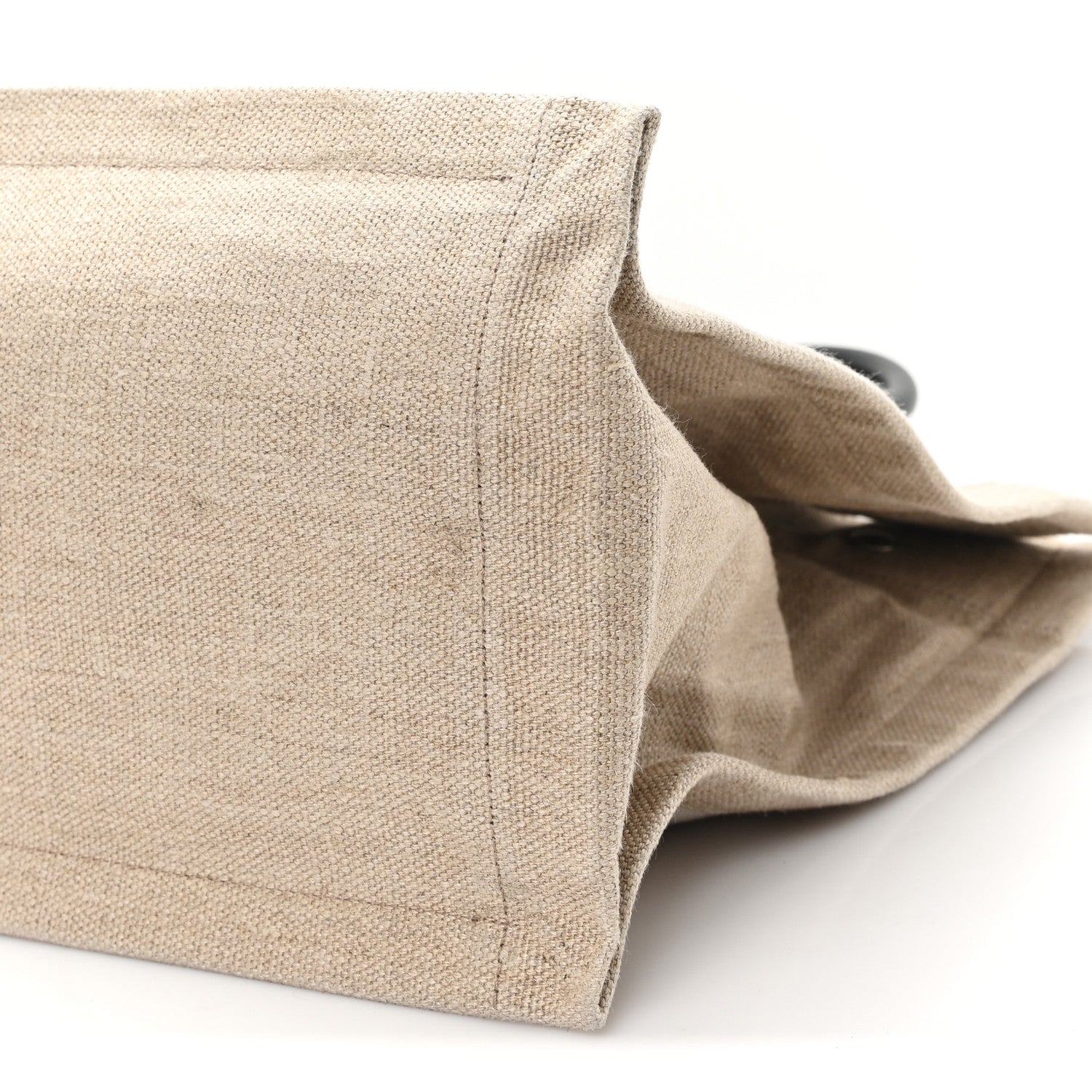 Saint Laurent Linen Calfskin Small Rive Gauche Tote Greggio Natural 9 of 9