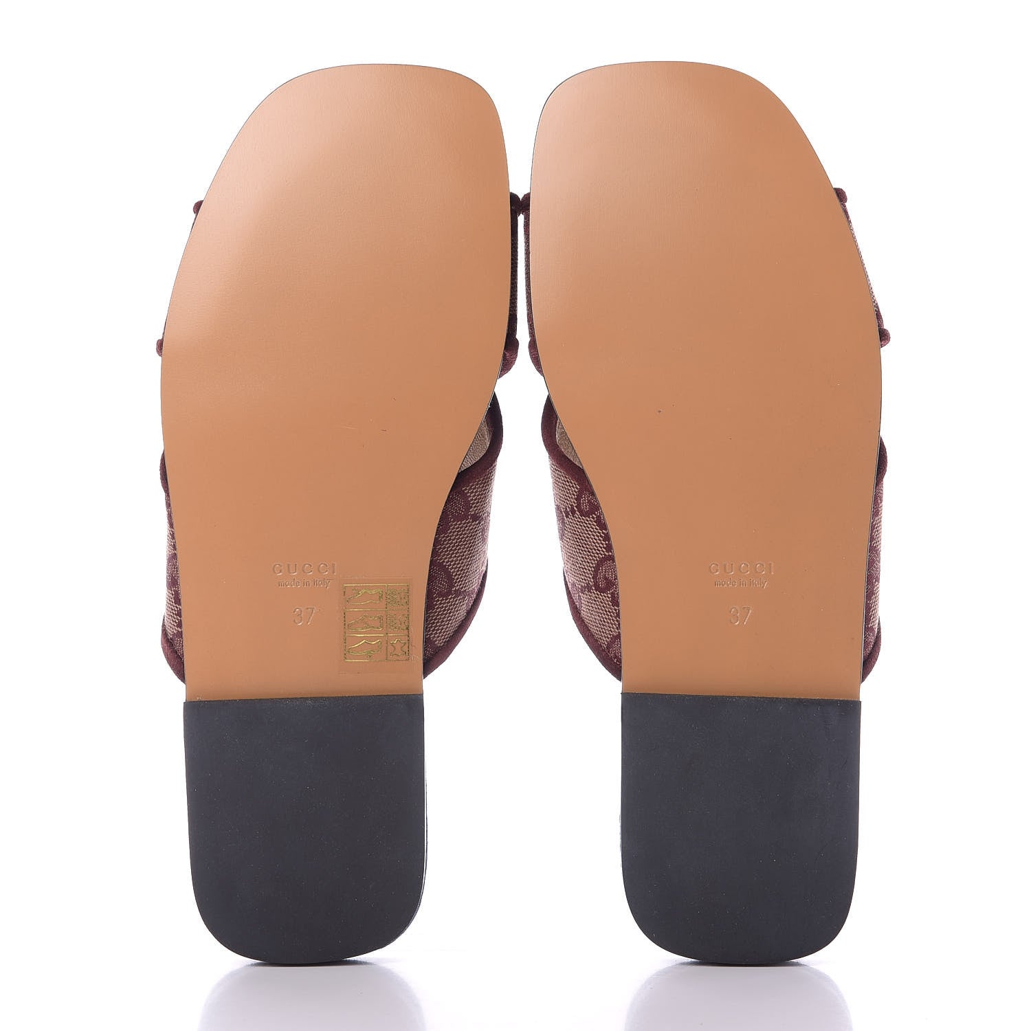 Gucci Canvas GG Monogram Womens Criss Cross Slide Sandals 37 Sahara Rubino Chardonnay 10 of 11
