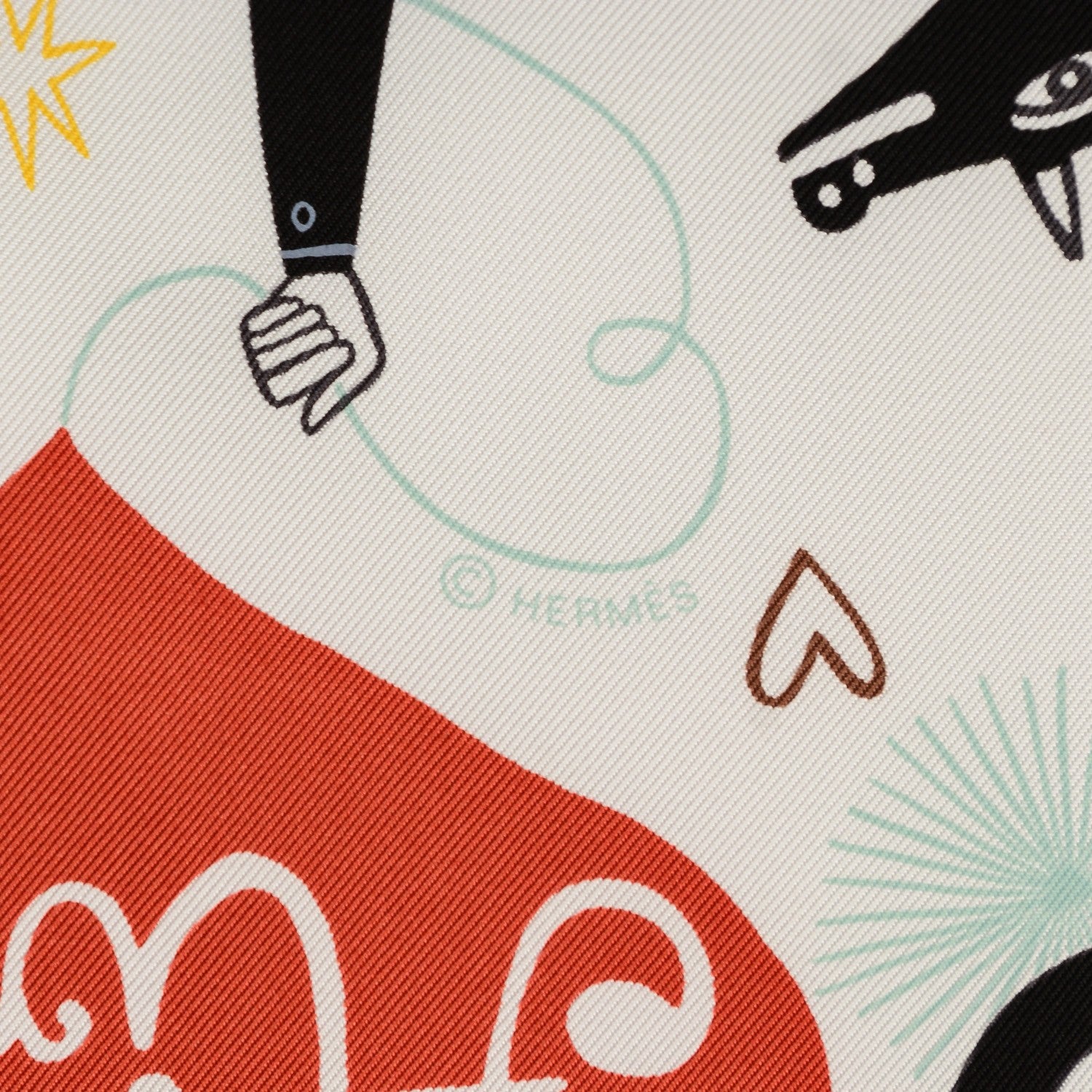 Hermes Silk Les Confessions Scarf 90 Blanc Jaune Noir 4 of 5