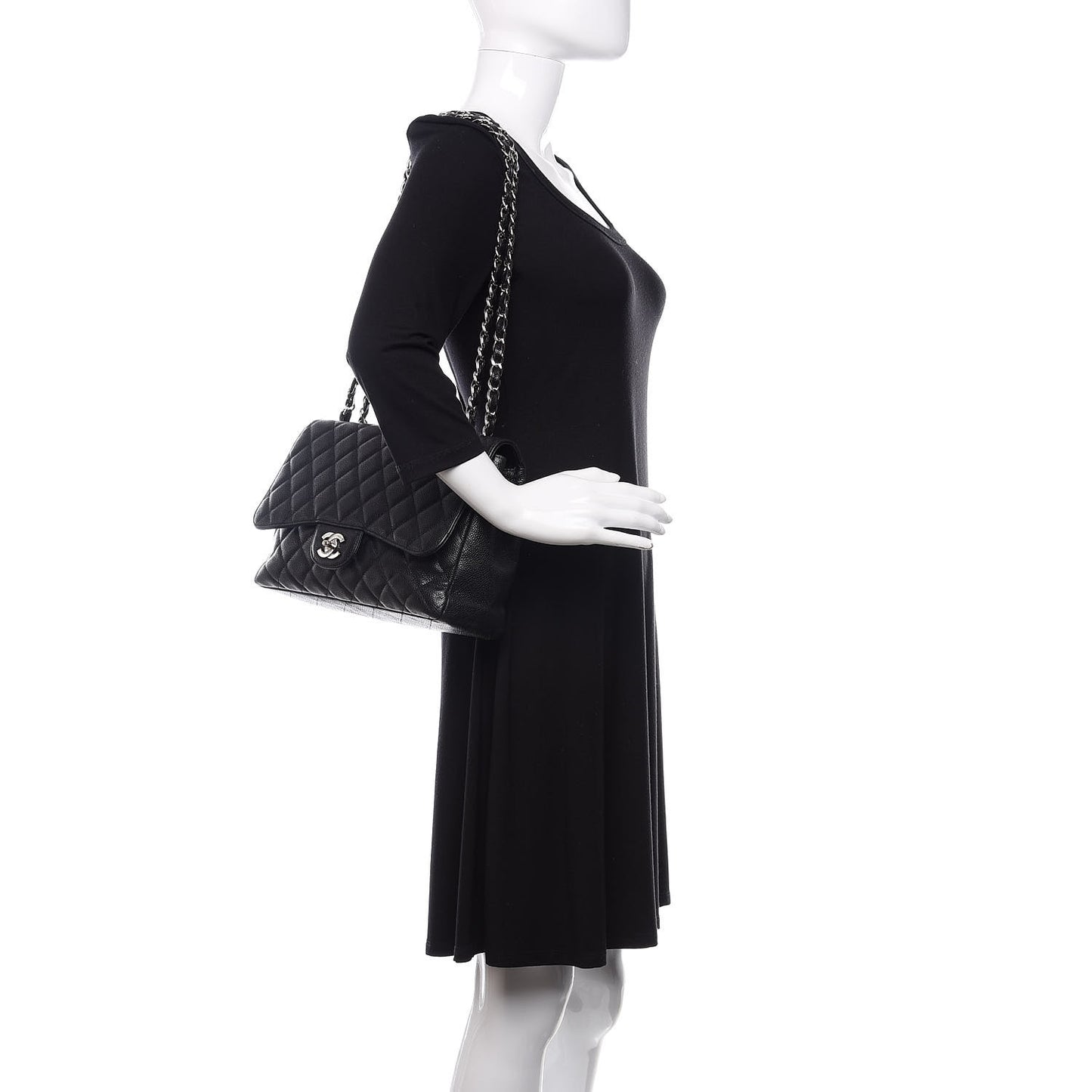 Caviar Quilted Jumbo Single Flap Black