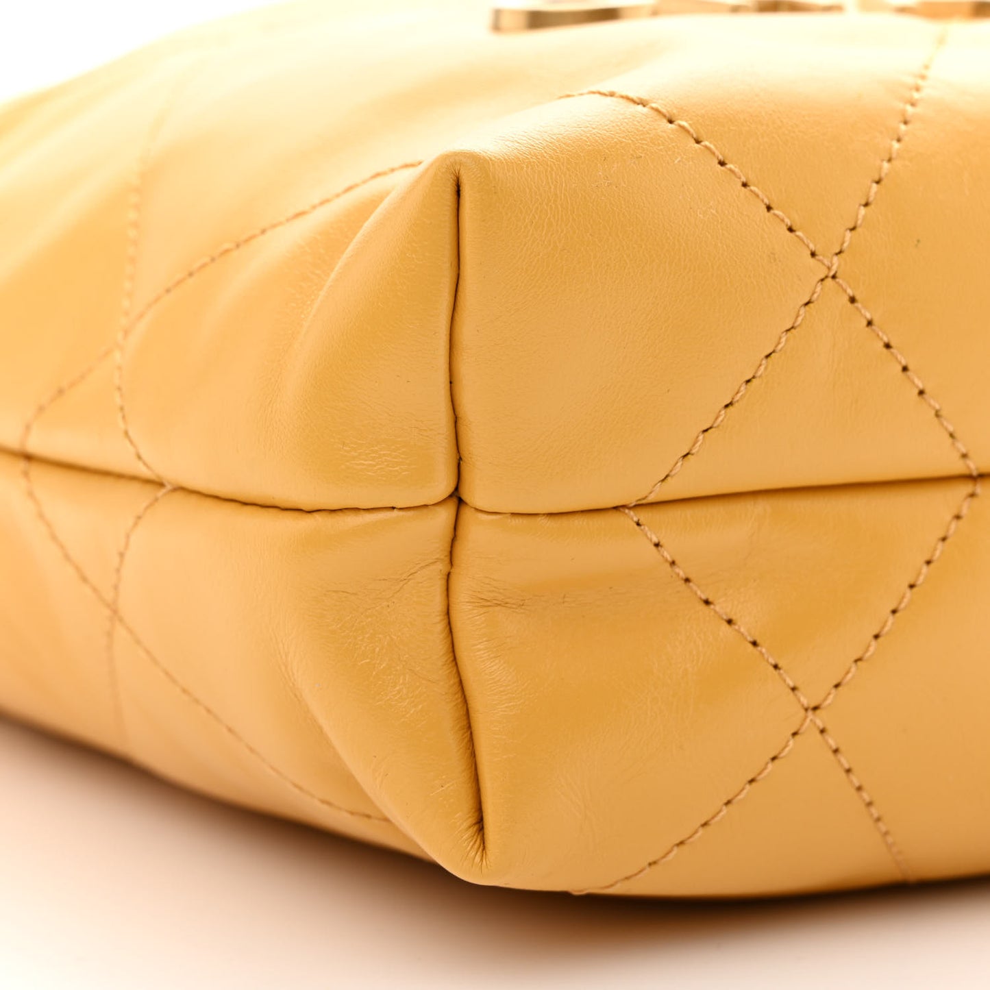 Shiny Calfskin Quilted Mini Chanel 22 Yellow