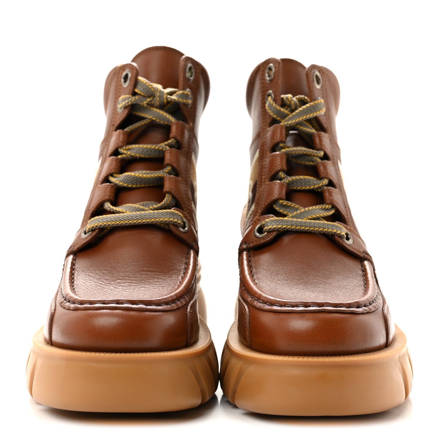 Gucci Quebec Calfskin Web Womens Interlocking G Lace Up Combat Up Combat Boots 37 Cuir Mystic White Ebony Beige 3 of 10